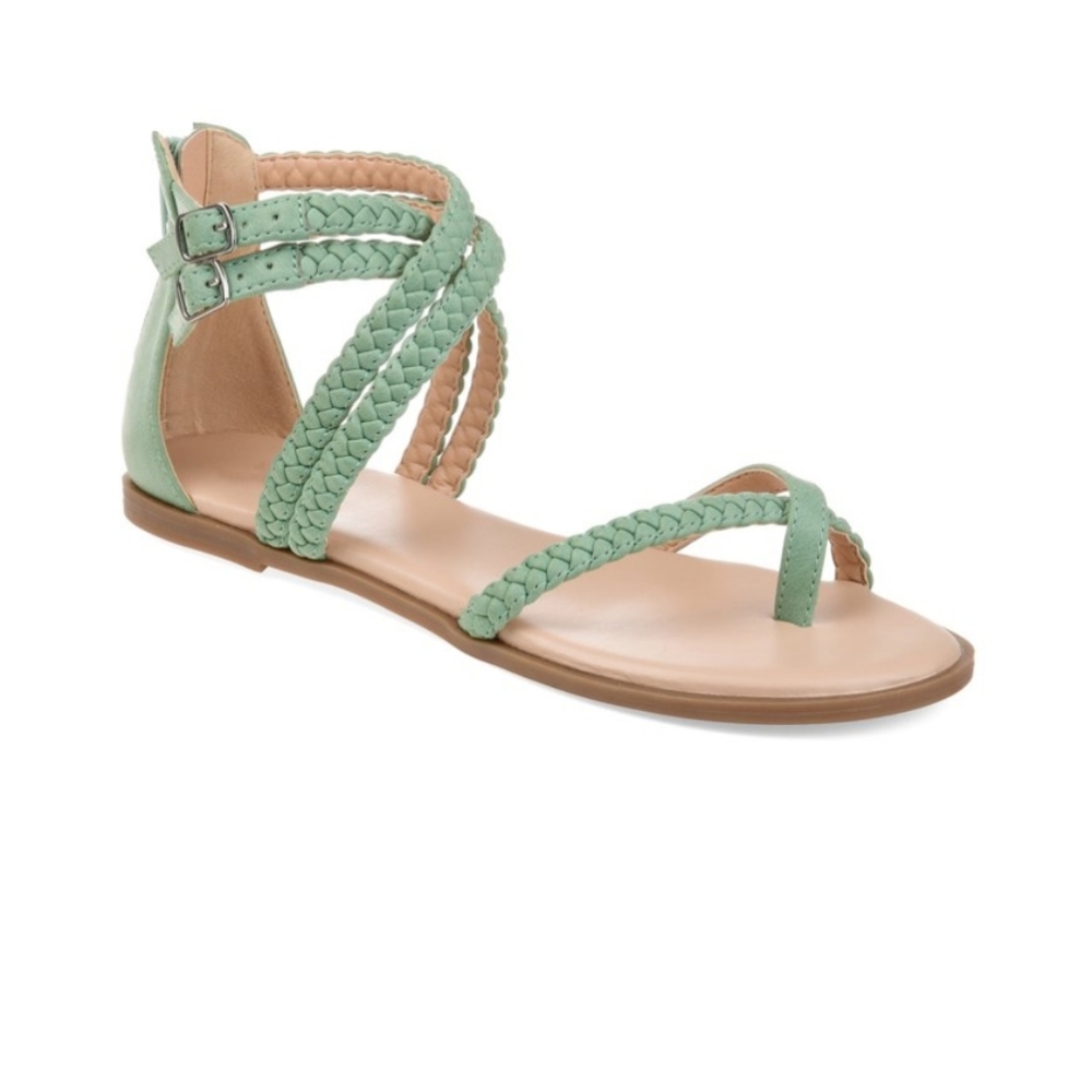 Brinley Co. Green Braided Women's Strappy Sandals Size 9